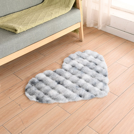 Weicher herzförmiger Teppich aus Kunstkaninchenfell, flauschige Teppiche, Plüsch-Bodenteppichmatte für Schlafzimmer, Wohnzimmer, Bodendekoration
