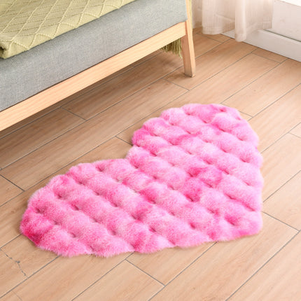 Weicher herzförmiger Teppich aus Kunstkaninchenfell, flauschige Teppiche, Plüsch-Bodenteppichmatte für Schlafzimmer, Wohnzimmer, Bodendekoration