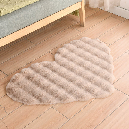 Weicher herzförmiger Teppich aus Kunstkaninchenfell, flauschige Teppiche, Plüsch-Bodenteppichmatte für Schlafzimmer, Wohnzimmer, Bodendekoration
