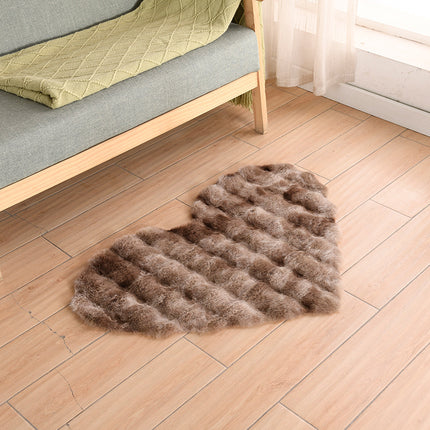 Weicher herzförmiger Teppich aus Kunstkaninchenfell, flauschige Teppiche, Plüsch-Bodenteppichmatte für Schlafzimmer, Wohnzimmer, Bodendekoration