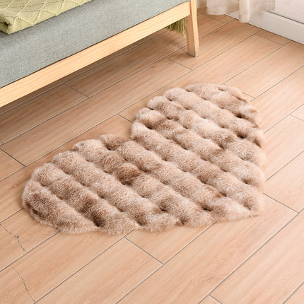 Weicher herzförmiger Teppich aus Kunstkaninchenfell, flauschige Teppiche, Plüsch-Bodenteppichmatte für Schlafzimmer, Wohnzimmer, Bodendekoration