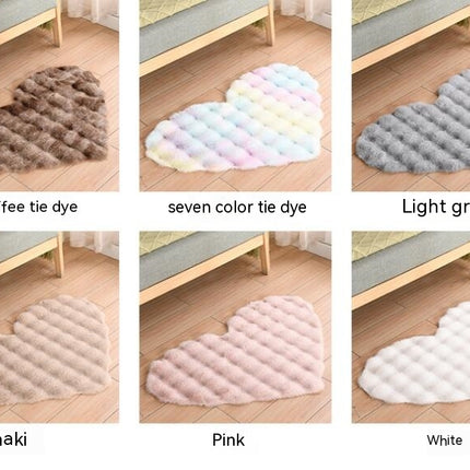 Weicher herzförmiger Teppich aus Kunstkaninchenfell, flauschige Teppiche, Plüsch-Bodenteppichmatte für Schlafzimmer, Wohnzimmer, Bodendekoration