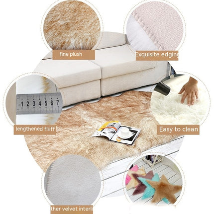 Teppich im Schaffell-Stil aus Kunstfell, Flauschige Teppiche aus Kunstfleece, Sitzpolster, rutschfester Yoga-Teppich für Wohnzimmer, Schlafzimmer, Sofa, Bodenteppiche