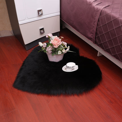 Tapis super doux en fausse fourrure en forme d'amour, tapis pelucheux en peau de mouton, pour chambre d'enfant, salon, chambre à coucher, tapis à poils longs