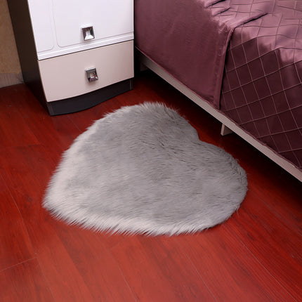 Tapis super doux en fausse fourrure en forme d'amour, tapis pelucheux en peau de mouton, pour chambre d'enfant, salon, chambre à coucher, tapis à poils longs
