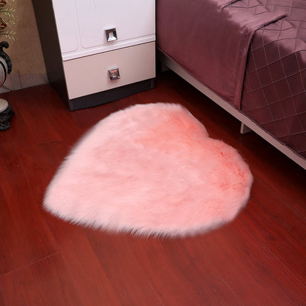 Tapis super doux en fausse fourrure en forme d'amour, tapis pelucheux en peau de mouton, pour chambre d'enfant, salon, chambre à coucher, tapis à poils longs