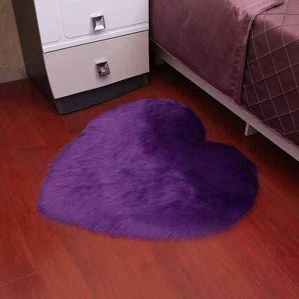 Tapis super doux en fausse fourrure en forme d'amour, tapis pelucheux en peau de mouton, pour chambre d'enfant, salon, chambre à coucher, tapis à poils longs
