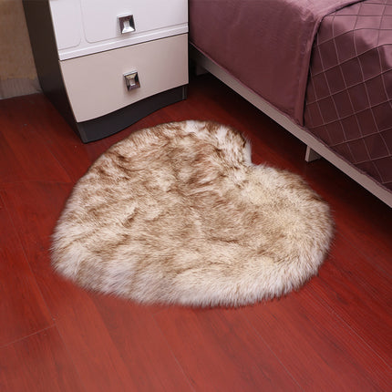Tapis super doux en fausse fourrure en forme d'amour, tapis pelucheux en peau de mouton, pour chambre d'enfant, salon, chambre à coucher, tapis à poils longs