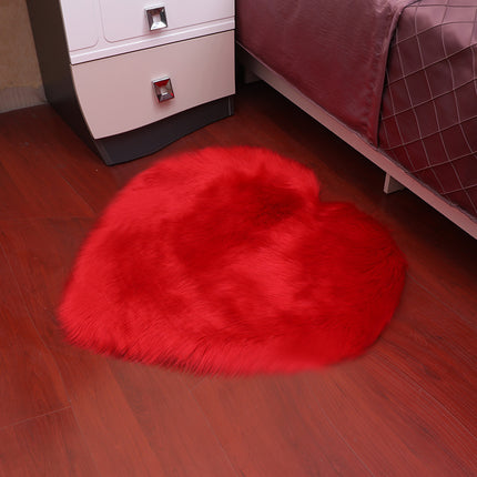 Tapis super doux en fausse fourrure en forme d'amour, tapis pelucheux en peau de mouton, pour chambre d'enfant, salon, chambre à coucher, tapis à poils longs