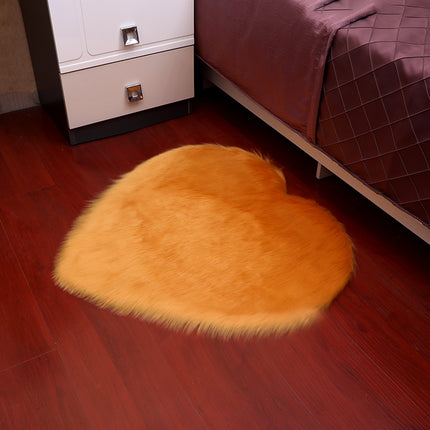 Tapis super doux en fausse fourrure en forme d'amour, tapis pelucheux en peau de mouton, pour chambre d'enfant, salon, chambre à coucher, tapis à poils longs