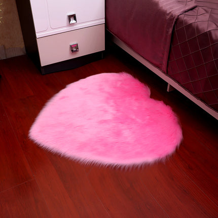 Tapis super doux en fausse fourrure en forme d'amour, tapis pelucheux en peau de mouton, pour chambre d'enfant, salon, chambre à coucher, tapis à poils longs