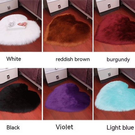 Tapis super doux en fausse fourrure en forme d'amour, tapis pelucheux en peau de mouton, pour chambre d'enfant, salon, chambre à coucher, tapis à poils longs