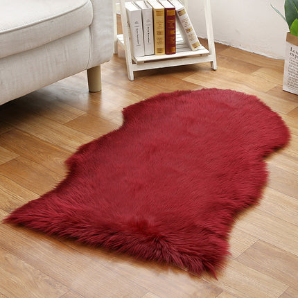 Tapis en laine artificielle en peau de mouton, à poils de laine, moelleux, pour salon, chambre à coucher, canapé, pépinière, antidérapant, irrégulier