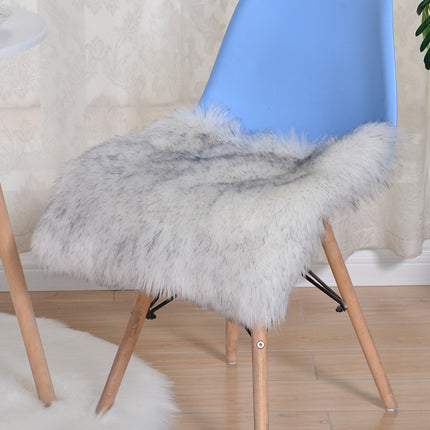 Faux Fur Sheepskin Square Chair Cover Seat Cushion Pad Ultra Soft Fluffy Area Rugs Shaggy Wool Carpet for Living Room Bedroom Sofa Study Bedside