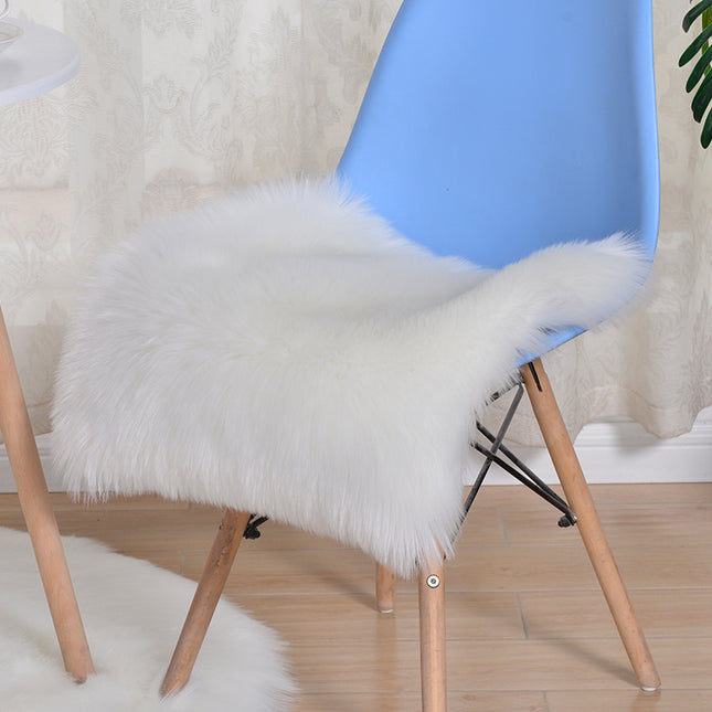 Faux Fur Sheepskin Square Chair Cover Seat Cushion Pad Ultra Soft Fluffy Area Rugs Shaggy Wool Carpet for Living Room Bedroom Sofa Study Bedside