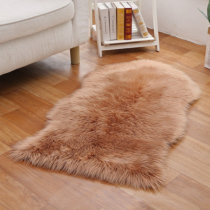 Tapis en laine artificielle en peau de mouton, à poils de laine, moelleux, pour salon, chambre à coucher, canapé, pépinière, antidérapant, irrégulier