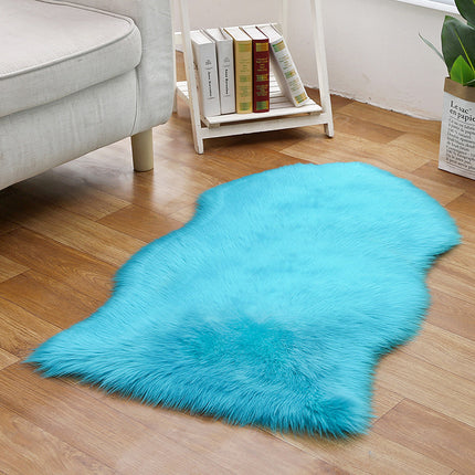 Tapis en laine artificielle en peau de mouton, à poils de laine, moelleux, pour salon, chambre à coucher, canapé, pépinière, antidérapant, irrégulier