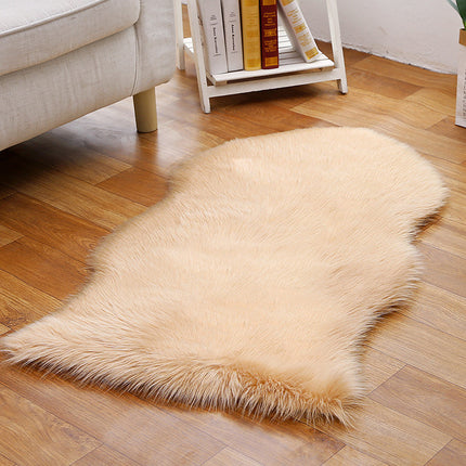 Tapis en laine artificielle en peau de mouton, à poils de laine, moelleux, pour salon, chambre à coucher, canapé, pépinière, antidérapant, irrégulier