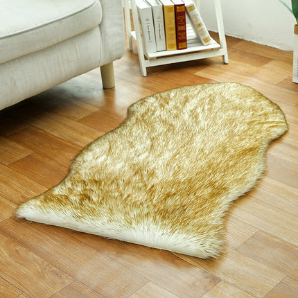 Tapis en laine artificielle en peau de mouton, à poils de laine, moelleux, pour salon, chambre à coucher, canapé, pépinière, antidérapant, irrégulier