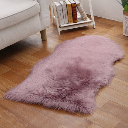 Tapis en laine artificielle en peau de mouton, à poils de laine, moelleux, pour salon, chambre à coucher, canapé, pépinière, antidérapant, irrégulier