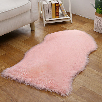 Tapis en laine artificielle en peau de mouton, à poils de laine, moelleux, pour salon, chambre à coucher, canapé, pépinière, antidérapant, irrégulier