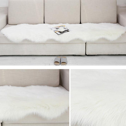 Tapis en laine artificielle en peau de mouton, à poils de laine, moelleux, pour salon, chambre à coucher, canapé, pépinière, antidérapant, irrégulier
