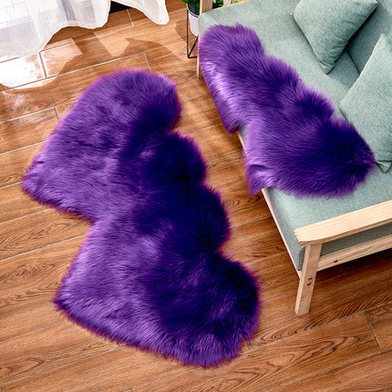 Double Heart Shaped Faux Fur Rug, Soft Artificial Sheepskin Fluffy Floor Carpet for Home Living Room Bedroom Sofa Shaggy Area Rugs