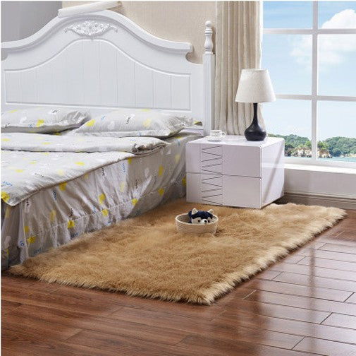 Sheepskin Rug-Faux Fur Sheepskin Rug for Living Room-Fluffy Washable Rug for Bedroom-Luxury Room Decor