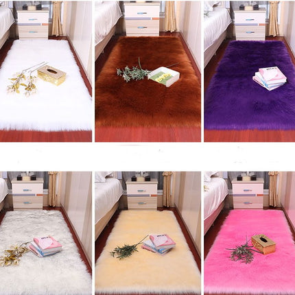 Artificial Wool Rugs, Soft White Pile Rugs Artificial Sheepskin Rugs for Bedroom Living Room Children's Room Decoration