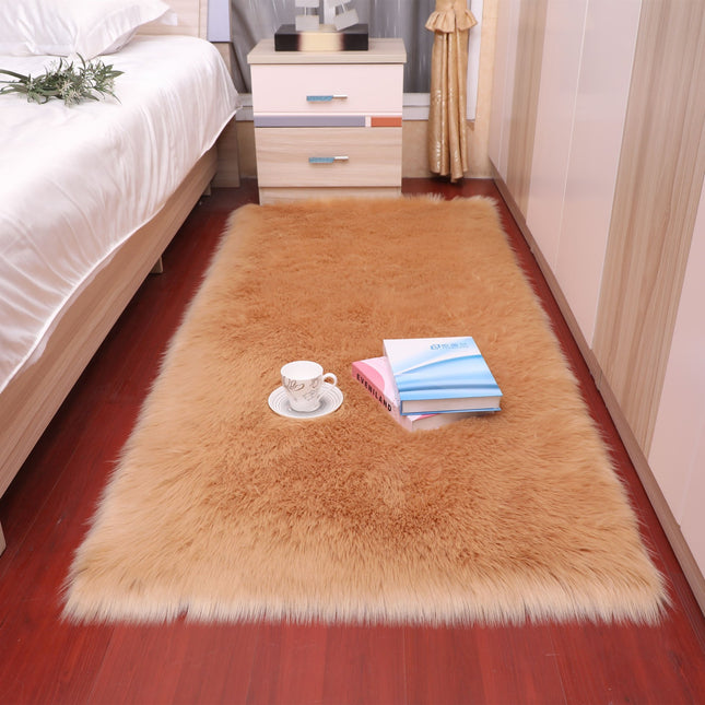 Artificial Wool Rugs, Soft White Pile Rugs Artificial Sheepskin Rugs for Bedroom Living Room Children's Room