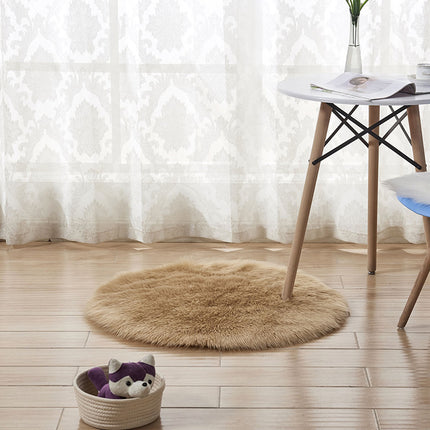 Modern Shaggy Pile Soft Area Rug Faux Sheepskin Round Rug Non-Slip Warm Pile Fluffy Area Rug Living Room Bedroom Sofa Floor Rugs