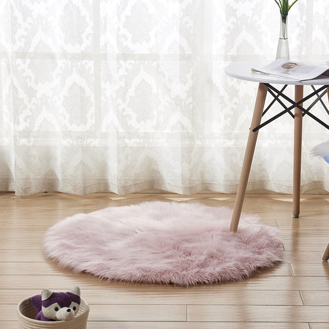 Modern Shaggy Pile Soft Area Rug Faux Sheepskin Round Rug Non-Slip Warm Pile Fluffy Area Rug Living Room Bedroom Sofa Floor Rugs
