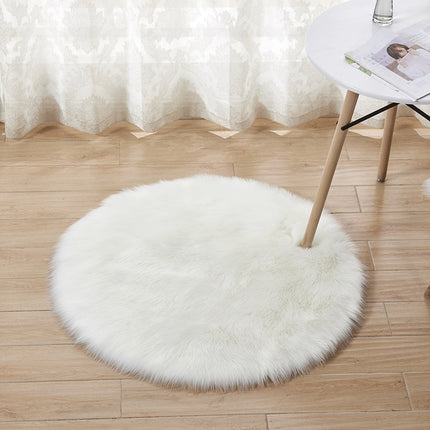 Modern Shaggy Pile Soft Area Rug Faux Sheepskin Round Rug Non-Slip Warm Pile Fluffy Area Rug Living Room Bedroom Sofa Floor Rugs