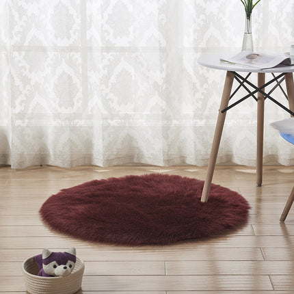 Modern Shaggy Pile Soft Area Rug Faux Sheepskin Round Rug Non-Slip Warm Pile Fluffy Rug Living Room Bedroom Sofa Rugs