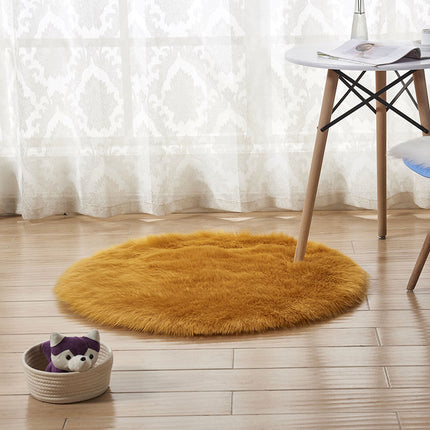 Modern Shaggy Pile Soft Area Rug Faux Sheepskin Round Rug Non-Slip Warm Pile Fluffy Rug Living Room Bedroom Sofa Rugs