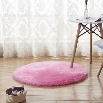 Modern Shaggy Pile Soft Area Rug Faux Sheepskin Round Rug Non-Slip Warm Pile Fluffy Rug Living Room Bedroom Sofa Rugs