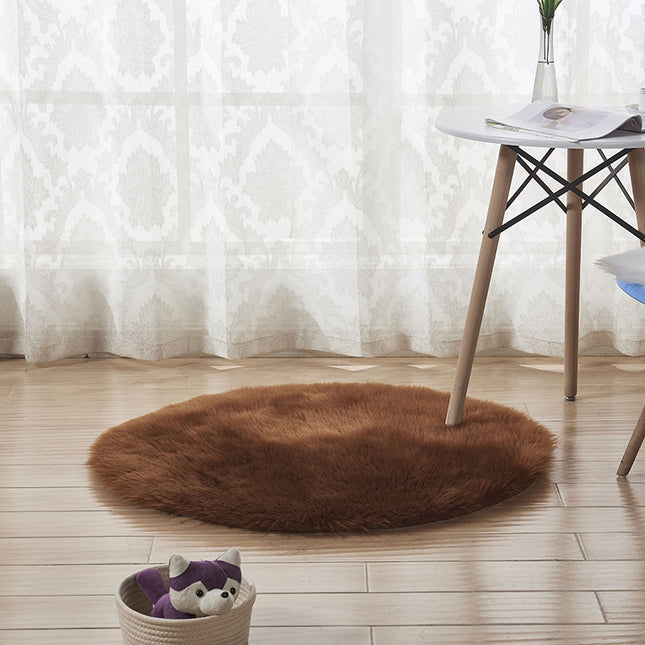 Modern Shaggy Pile Soft Area Rug Faux Sheepskin Round Rug Non-Slip Warm Pile Fluffy Rug Living Room Bedroom Sofa Rugs