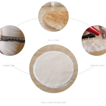 Modern Shaggy Pile Soft Area Rug Faux Sheepskin Round Rug Non-Slip Warm Pile Fluffy Rug Living Room Bedroom Sofa Rugs