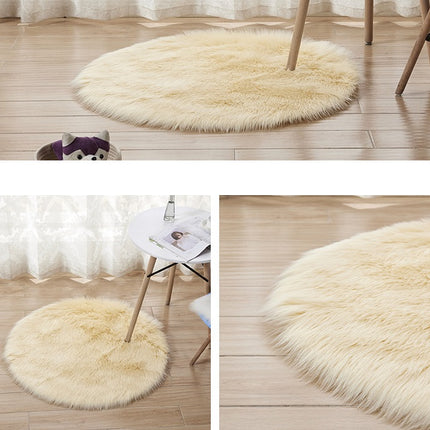 Modern Shaggy Pile Soft Area Rug Faux Sheepskin Round Rug Non-Slip Warm Pile Fluffy Rug Living Room Bedroom Sofa Rugs