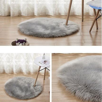 Modern Shaggy Pile Soft Area Rug Faux Sheepskin Round Rug Non-Slip Warm Pile Fluffy Rug Living Room Bedroom Sofa Rugs