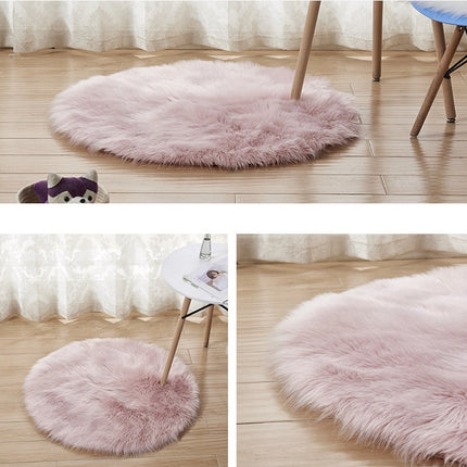 Modern Shaggy Pile Soft Area Rug Faux Sheepskin Round Rug Non-Slip Warm Pile Fluffy Rug Living Room Bedroom Sofa Rugs