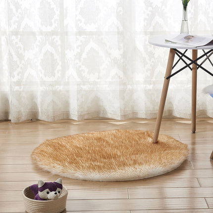 Shaggy Pile Soft Area Rug Faux Sheepskin Round Rug Non-Slip Warm Pile Fluffy Area Rug Living Room Bedroom Sofa Floor Rugs