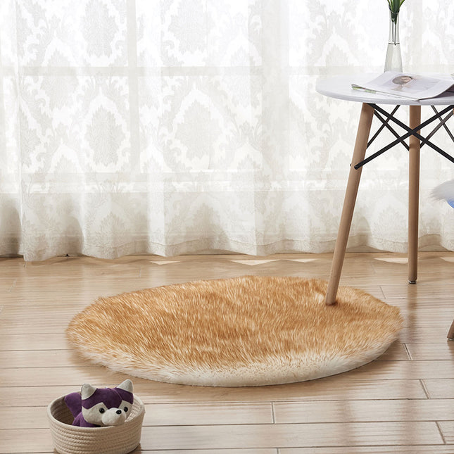 Shaggy Pile Soft Area Rug Faux Sheepskin Round Rug Non-Slip Warm Pile Fluffy Area Rug Living Room Bedroom Sofa Floor Rugs