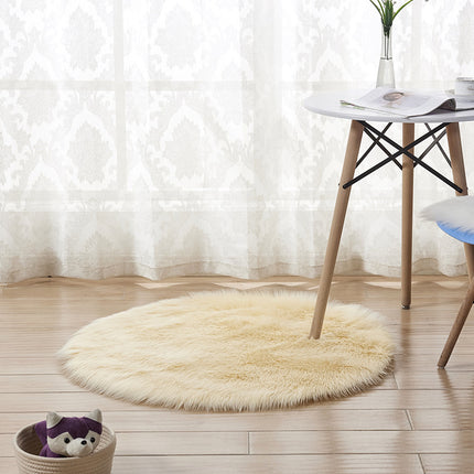 Shaggy Pile Soft Area Rug Faux Sheepskin Round Rug Non-Slip Warm Pile Fluffy Area Rug Living Room Bedroom Sofa Floor Rugs