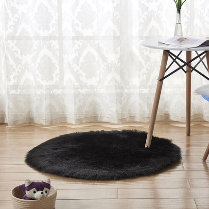 Shaggy Pile Soft Area Rug Faux Sheepskin Round Rug Non-Slip Warm Pile Fluffy Area Rug Living Room Bedroom Sofa Floor Rugs