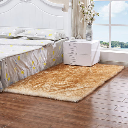 Faux Sheepskin Rug, Soft and Fluffy Sheepskin Chair Cover, Washable Non-Slip Pad for Chairs, Beds and Sofa Floors with Extra Long Wool