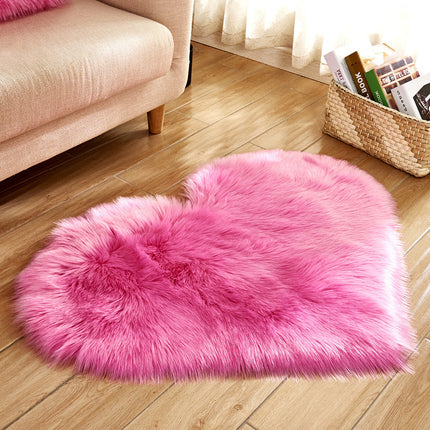Tapis en forme de cœur en fausse laine de mouton, coussin de siège moelleux, tapis de Yoga antidérapant pour salon, chambre à coucher, tapis de sol de canapé