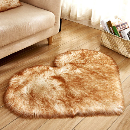 Tapis en forme de cœur en fausse laine de mouton, coussin de siège moelleux, tapis de Yoga antidérapant pour salon, chambre à coucher, tapis de sol de canapé