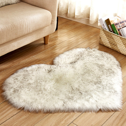 Tapis en forme de cœur en fausse laine de mouton, coussin de siège moelleux, tapis de Yoga antidérapant pour salon, chambre à coucher, tapis de sol de canapé