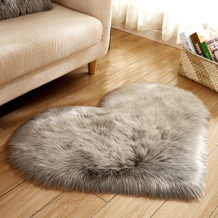 Tapis en forme de cœur en fausse laine de mouton, coussin de siège moelleux, tapis de Yoga antidérapant pour salon, chambre à coucher, tapis de sol de canapé